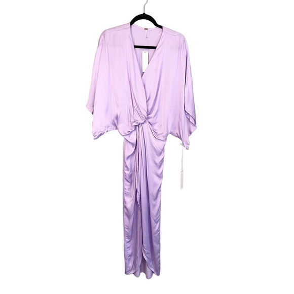 Young Fabulous & Broke Purple Surplice Kimono Twisted Hi Low Siren Dress XS NWT - Picture 2 of 15